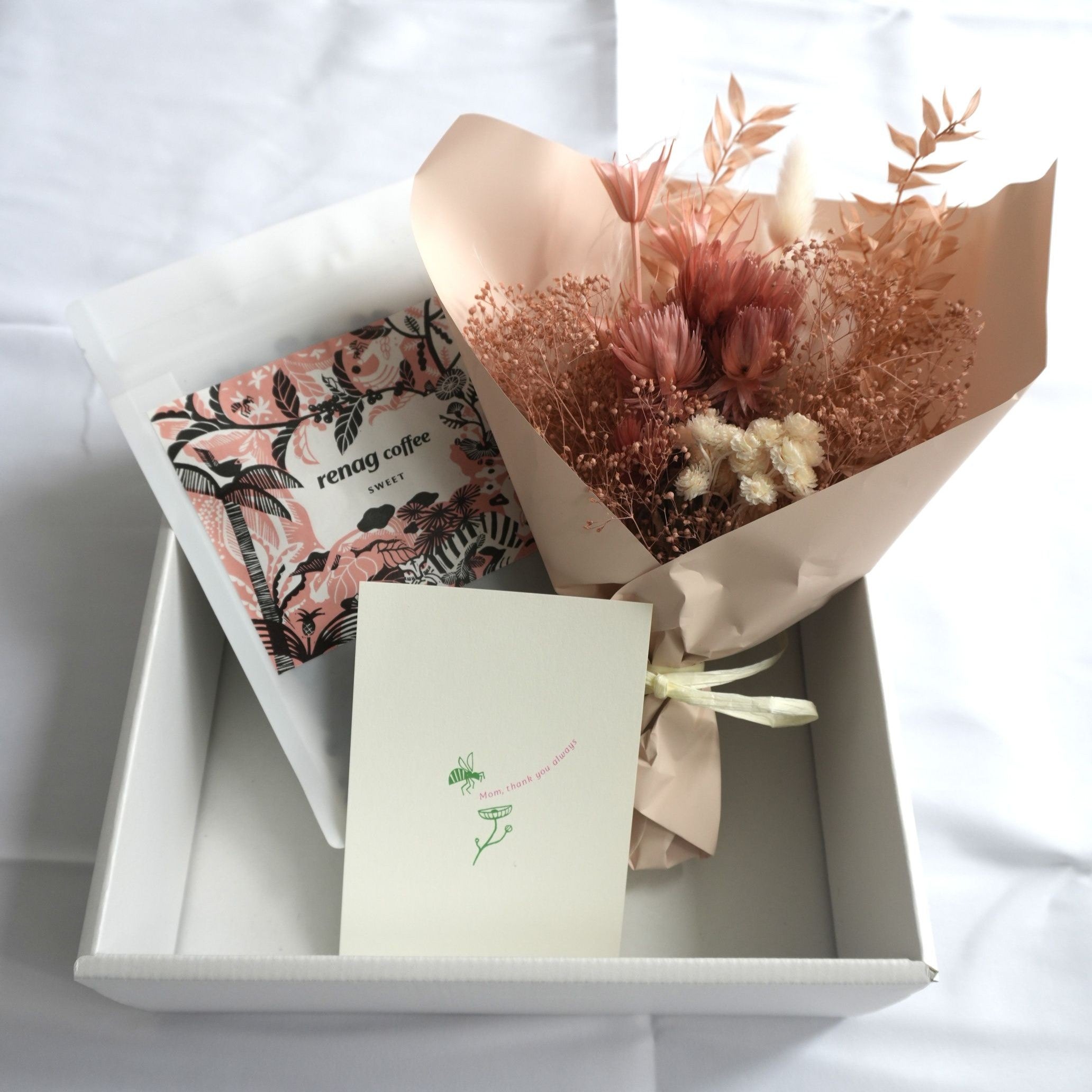 【母の日予約】プレミアムセット|guiドライフラワー×ケニア珈琲豆(豆・粉200g)