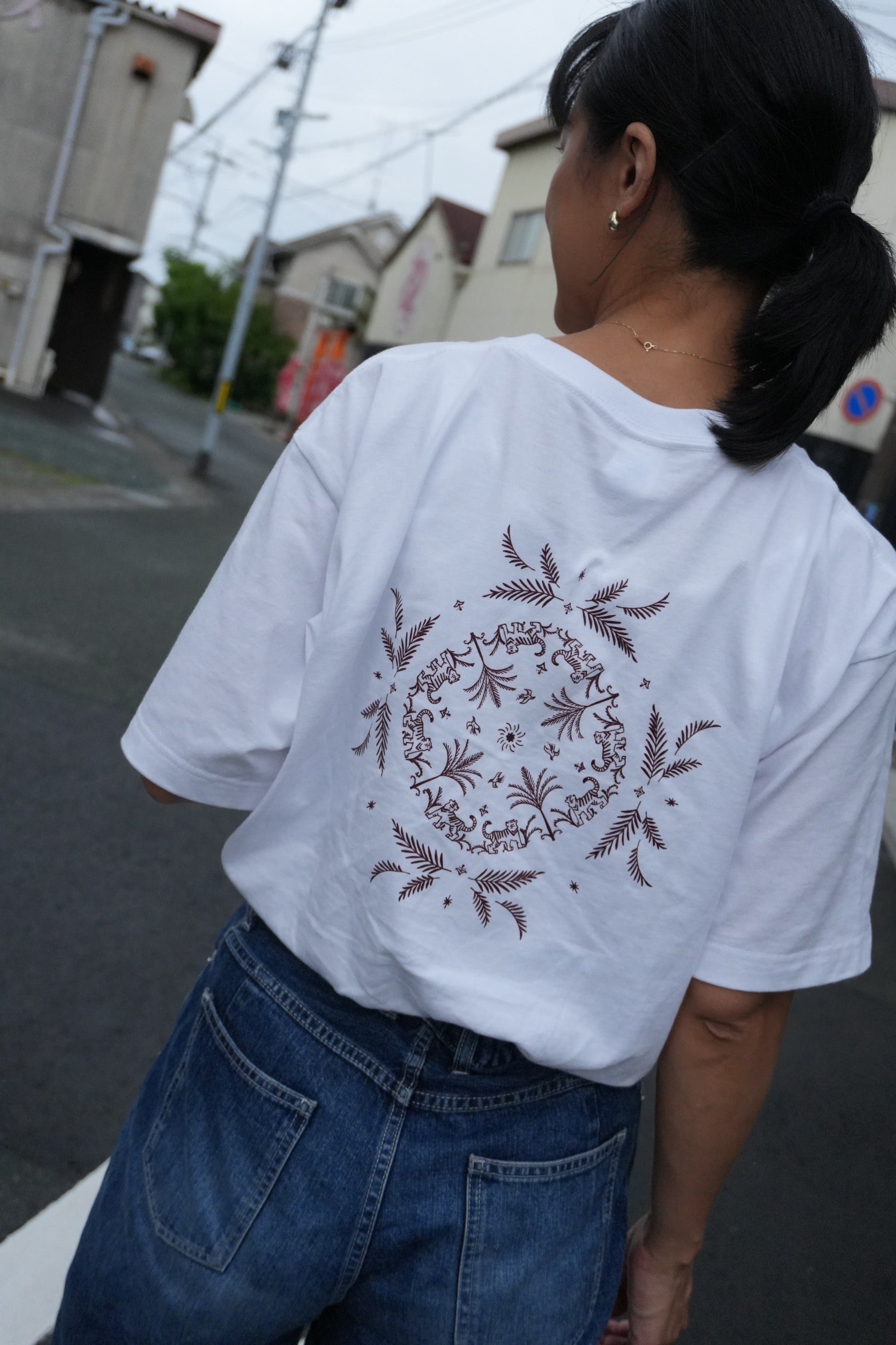 renagcoffee Original Tシャツ -虎とカップのゆるっとtee【フリーサイズ、男女兼用】
